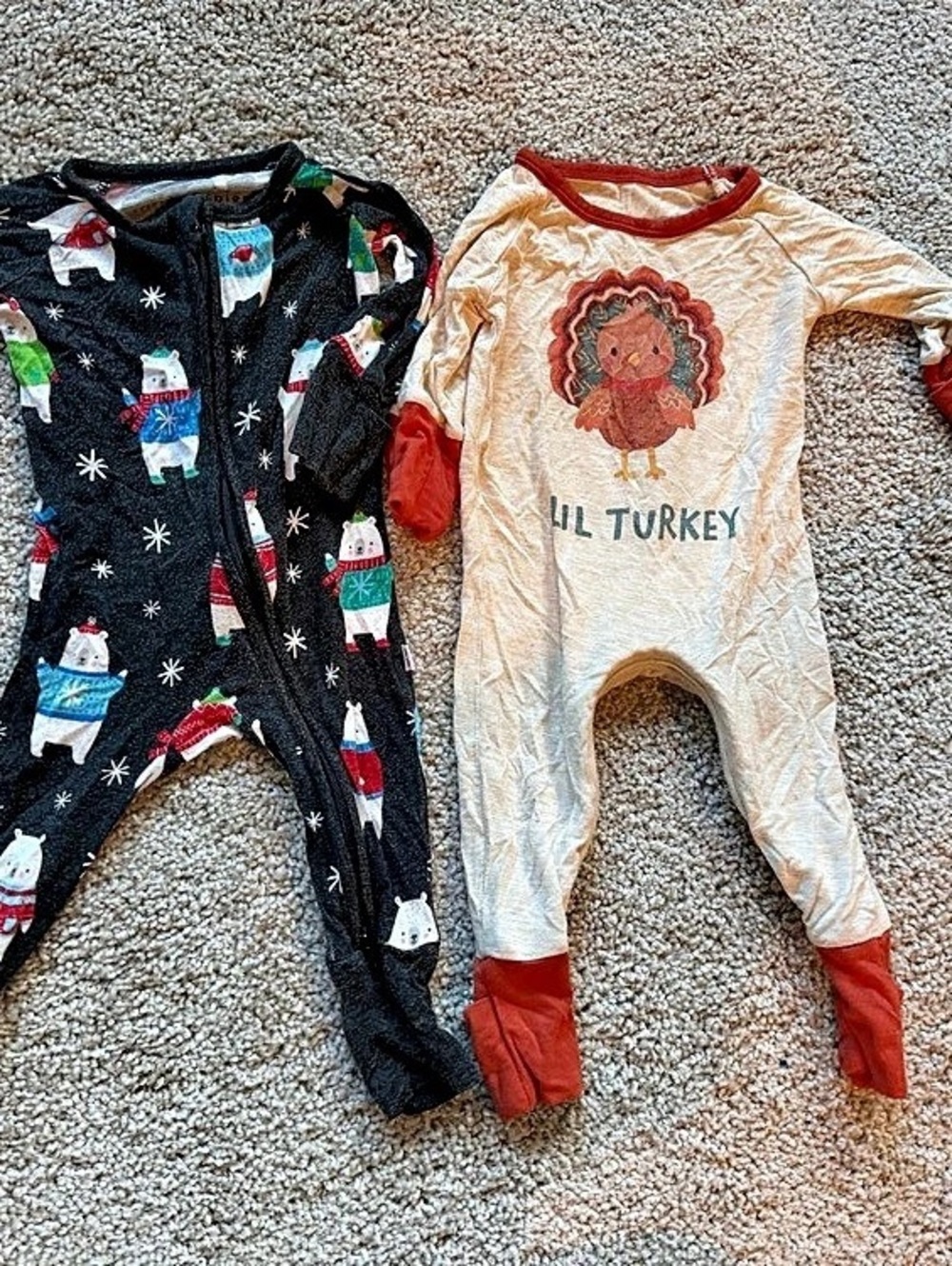 littlesleepies Holiday Newborn Footies set of two